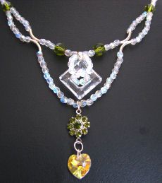 Collier double rang Crystal et Olivine