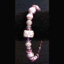 Bracelet aux perles violet & métal