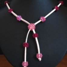 Collier en boules de perles roses